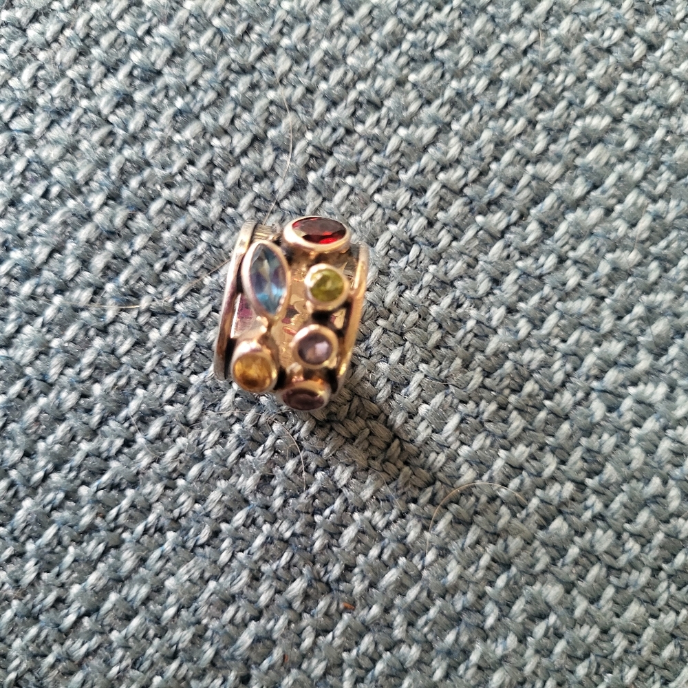 .925 Multi-Color Gemstone Silver Ring - image 7
